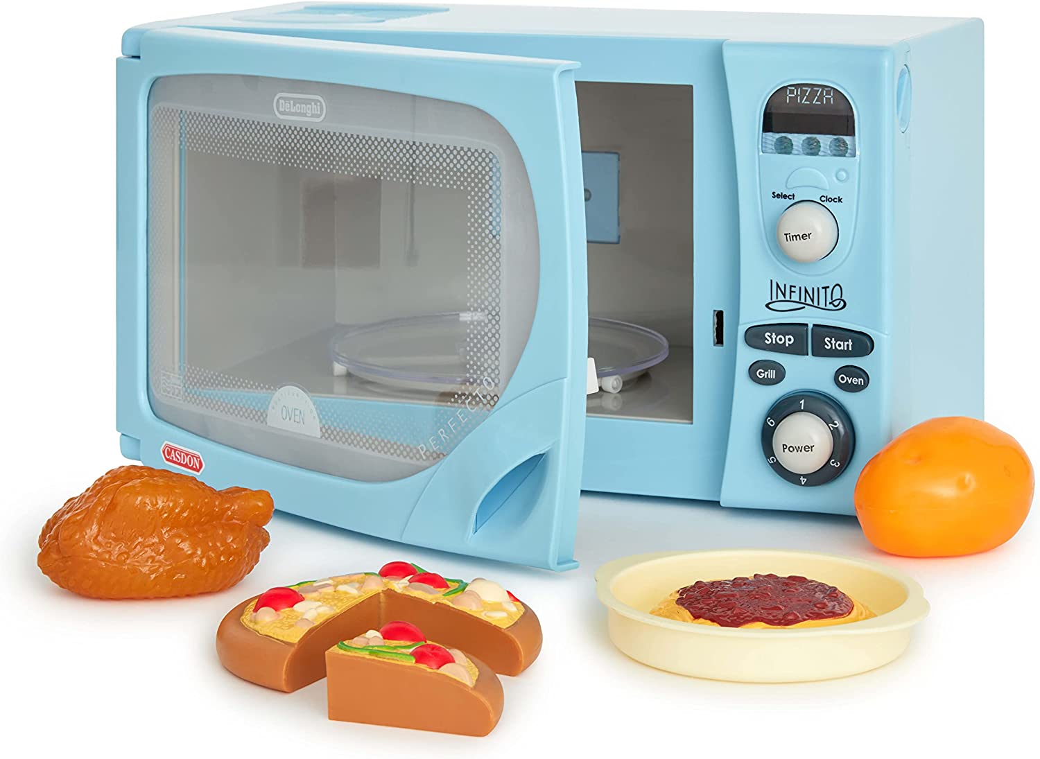 Casdon DeLonghi Microwave. Toy Replica of DeLonghi's 'Infinito'  Microwave for Children Aged 3+. Featuring Flashing LED's, Sounds &  More,Silver : Home & Kitchen